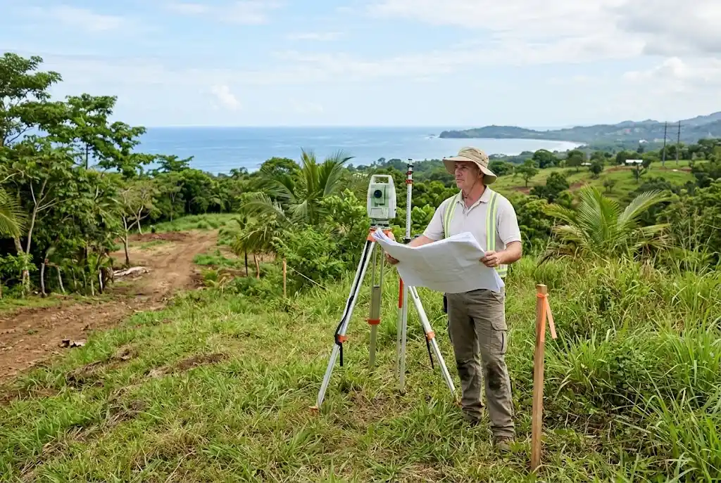 Panama property rights and a surveyor checking land boundaries
