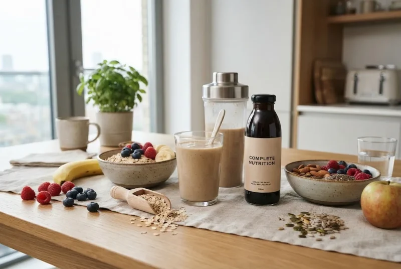 Complete Foods and meal replacement products with a nutritional shake and whole foods