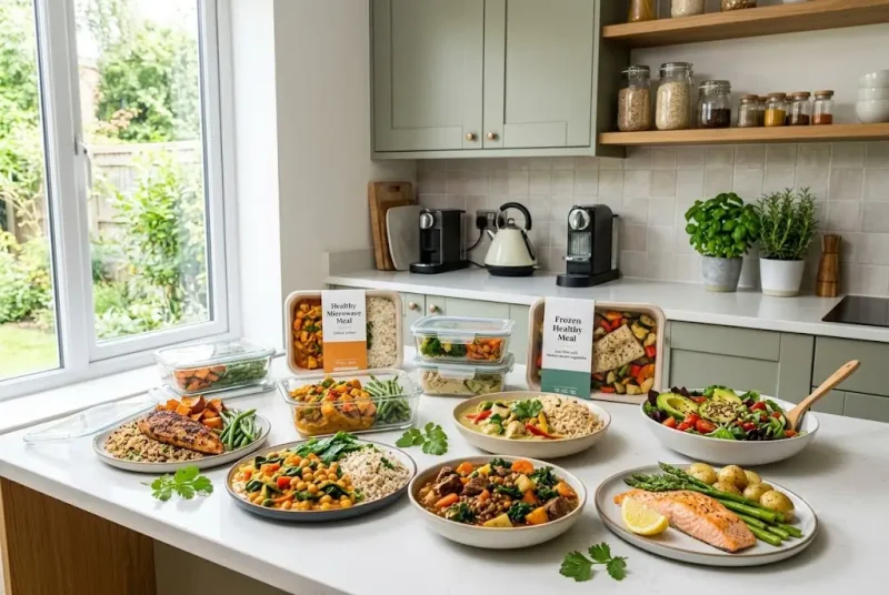 Healthy Ready Meals in the UK featuring high-protein and low-calorie prepared meals